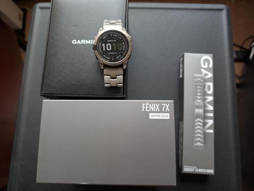 Garmin Fenix 7X Solar Sapphire, Sieraden, Tassen en Uiterlijk, Sporthorloges, Gebruikt, Android, Zilver, Afstand, Calorieverbanding