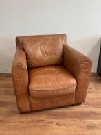 Vintage cognac / camel leren fauteuil, heel comfortabel, Ophalen, Gebruikt, 75 tot 100 cm, Leer