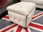 Chesterfield Boxstool Hocker, Ophalen, Leer, Zo goed als nieuw, Rechthoekig