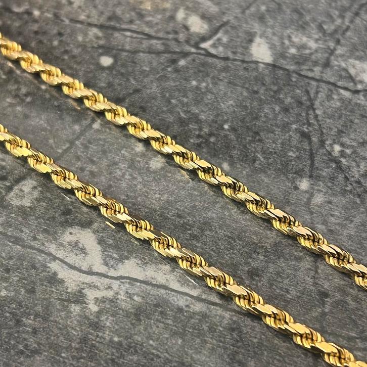 14k gouden ketting rope chain massief schakel, Sieraden, Tassen en Uiterlijk, Kettingen, Zo goed als nieuw, Goud, Ophalen of Verzenden