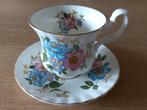 Richmond dames kop en schotel, blauwe + roze bloemen, IZGS!, Ophalen of Verzenden