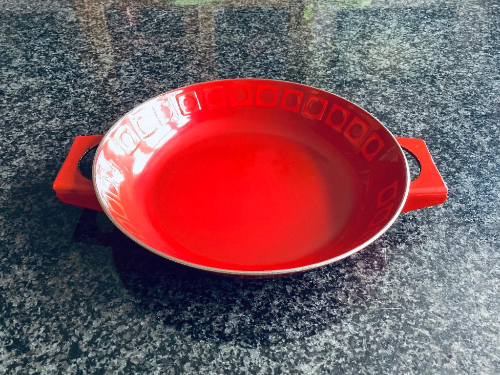 Emaille, metaal, Silit, rood, pan, vintage, Ophalen, Gebruikt, Overige materialen, Koekenpan of Braadpan