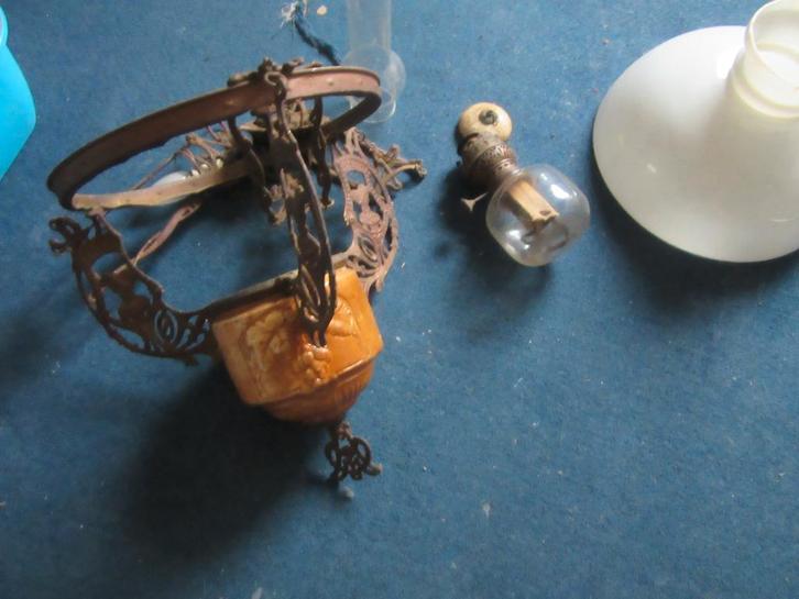 olie lamp, Huis en Inrichting, Lampen | Tafellampen, Gebruikt, Minder dan 50 cm, Glas, Metaal, Ophalen