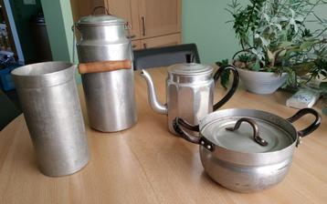 4x Retro aluminium litermaat–koffiepot–melkkan–pan Ritter beschikbaar voor biedingen