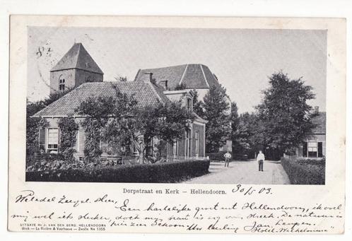 Hellendoorn Dorpstraat en kerk 1903 oude ansichtkaart, Verzamelen, Ansichtkaarten | Nederland, Gelopen, Overijssel, Voor 1920