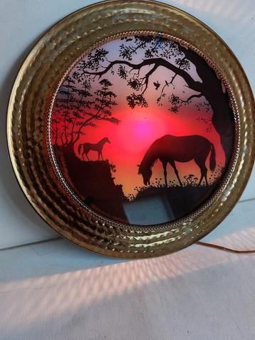 Fraaie vintage retro 50/60 jr  44 cm grote paarden lamp  beschikbaar voor biedingen