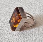 Facet amber ring, 925 zilver, Ophalen of Verzenden, Zilver