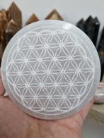 Seleniet schijf / oplaadplaat met gravering flower of life, Ophalen of Verzenden, Mineraal