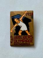 Emaille Speld 3e Arbeiders Olympiade Antwerpen 1937, Ophalen of Verzenden, Gebruikt, Sport, Speldje of Pin