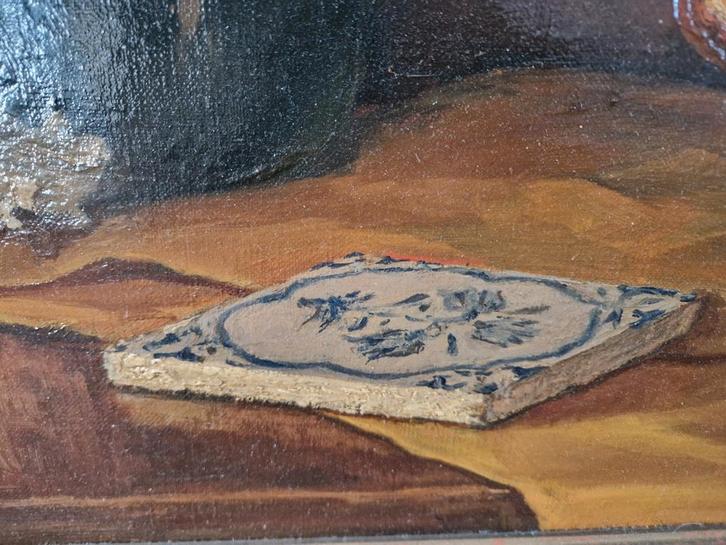 Stilleven met 17e eeuwse 3 tulp tegel in monumentale lijst, Antiek en Kunst, Antiek | Wandborden en Tegels, Ophalen
