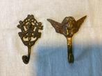 2 Antieke Kapstokhaken met Engeltjes figuren. Messing/Brons., Antiek en Kunst, Ophalen of Verzenden