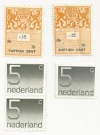 2x Fiscale Je Maintiendrai 15 cent, 3x postzegel 5 cent, Postzegels en Munten, Postzegels | Nederland, Ophalen of Verzenden, Na 1940