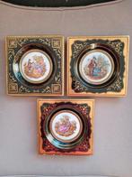 Drieluik houten lijst met porseleinen inzet, Antiek en Kunst, Ophalen of Verzenden