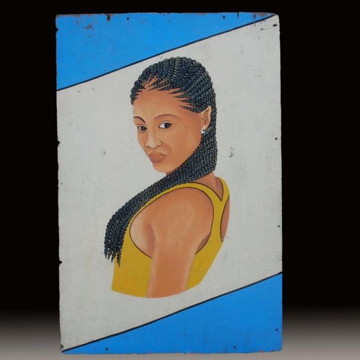 Ewe - Barber Shop Signboard - Togo - Afrika, Antiek en Kunst, Kunst | Niet-Westerse kunst, Ophalen of Verzenden