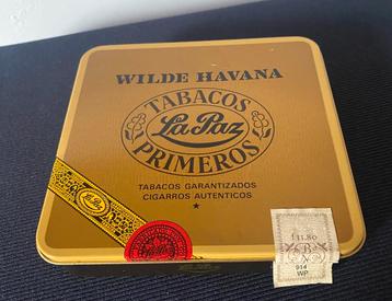 Blik van La Paz 20 sigaren Wilde Havana. Afm. 13,5x12,5 cm. beschikbaar voor biedingen