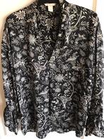 H&M mt s/m blouse bloemen motief voelt zijden aan, H&M, Zwart, Ophalen of Verzenden, Zo goed als nieuw