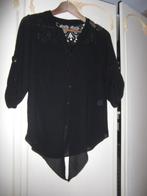 Made in Italy mt L Zwart Blouse Transparant met Kant Zgan, Maat 42/44 (L), Ophalen of Verzenden, Zo goed als nieuw, Zwart