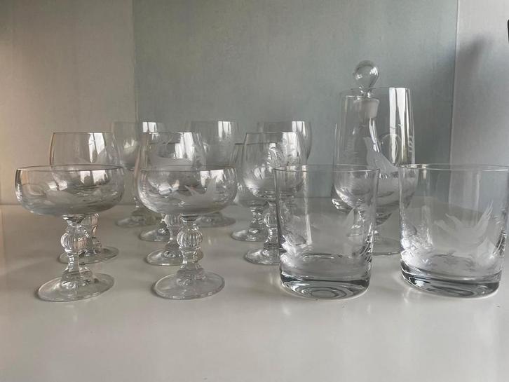 Kristallen Glazen Set met Karaffen, Antiek en Kunst, Antiek | Glas en Kristal, Ophalen of Verzenden