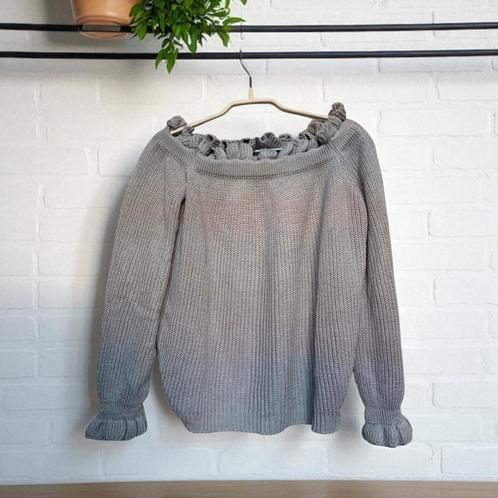 Na-kd Trui Maat S Grijs Gebreid Ruches Reborn x Pamela, Kleding | Dames, Truien en Vesten, Zo goed als nieuw, Maat 36 (S), Grijs