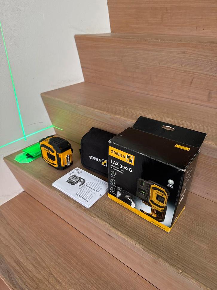 Stabila LAX 300 G Kruislijnlaser - Zo Goed Als Nieuw, Doe-het-zelf en Verbouw, Meetapparatuur, Zo goed als nieuw, Licht, Ophalen of Verzenden