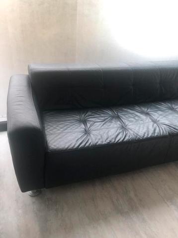 Leren 3-zits bank zwart. beschikbaar voor biedingen