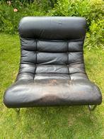 Dux Fauteuil - Zwart Leer & Chroom, Huis en Inrichting, Fauteuils, Ophalen, Gebruikt, 50 tot 75 cm, Leer