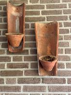 Dakpan antiek met pot, Tuin en Terras, Bloempotten, Gebruikt, Ophalen of Verzenden, Minder dan 25 cm, Tuin