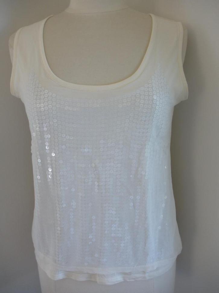 XANDRES DNA top beige zijde met pailletten maat M - nieuw  -, Kleding | Dames, Tops, Nieuw, Maat 38/40 (M), Beige, Zonder mouw