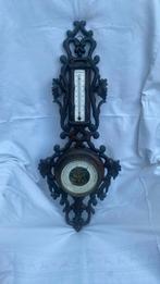 Antiek houten weerstation met barometer en thermometer, Ophalen of Verzenden, Gebruikt