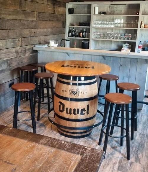 Statafel van eiken wijnvat , statafel , stamtafel, hangtafel, Huis en Inrichting, Tafels | Statafels, Nieuw, Ophalen