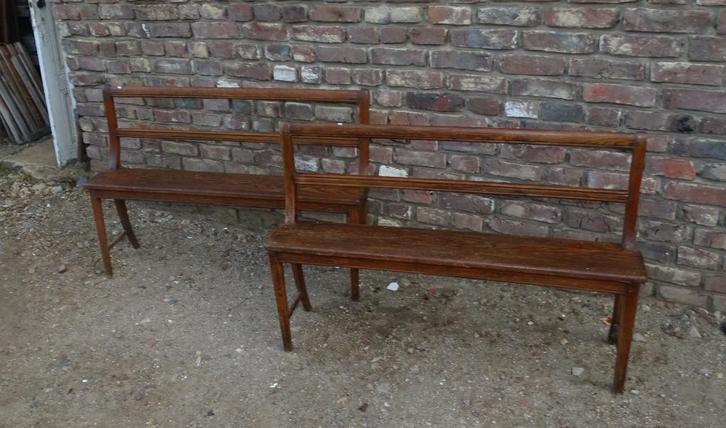 2 kleine grenen houten bankjes banken bank, Antiek en Kunst, Curiosa en Brocante, Ophalen