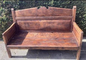 Antieke 18e eeuwse houten Spaanse bank ,zeer mooi !  beschikbaar voor biedingen
