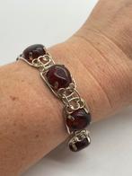 A848 Prachtige zilveren armband barnsteen, Sieraden, Tassen en Uiterlijk, Antieke sieraden, Ophalen of Verzenden, Zilver, Armband