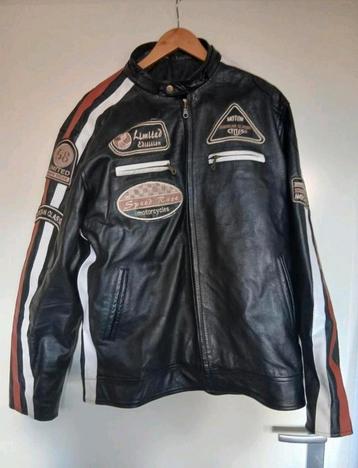 Leren leer , lederen leder biker jack / jas mt 58 xxxl 3xl  beschikbaar voor biedingen