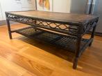 Bruine rotan bamboe vintage salon tafel, Ophalen, Overige materialen, Gebruikt, 50 tot 100 cm