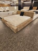 2 persoons boxspring Japandi Zweef bed Rib Stof Taupe Wit, Wit, Ophalen of Verzenden, 200 cm, Stof
