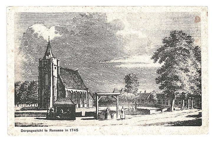 977679 Renesse Zeeland Dorpsgezicht in 1745 Niet Gelopen, Verzamelen, Ansichtkaarten | Nederland, Ongelopen, Zeeland, Ophalen of Verzenden