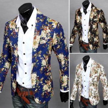 Heren bloemen colbert blazer slim fit nette maat XXS XS S M beschikbaar voor biedingen