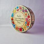 Vintage koekblik met bloemenmotief, Verzamelen, Blikken, Verzenden, Gebruikt, Koek(jes), Overige merken