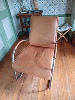 Vintage Jess Leren Fauteuil met Chromen Frame, Huis en Inrichting, Fauteuils, Gebruikt, Minder dan 75 cm, Vintage, Ophalen of Verzenden