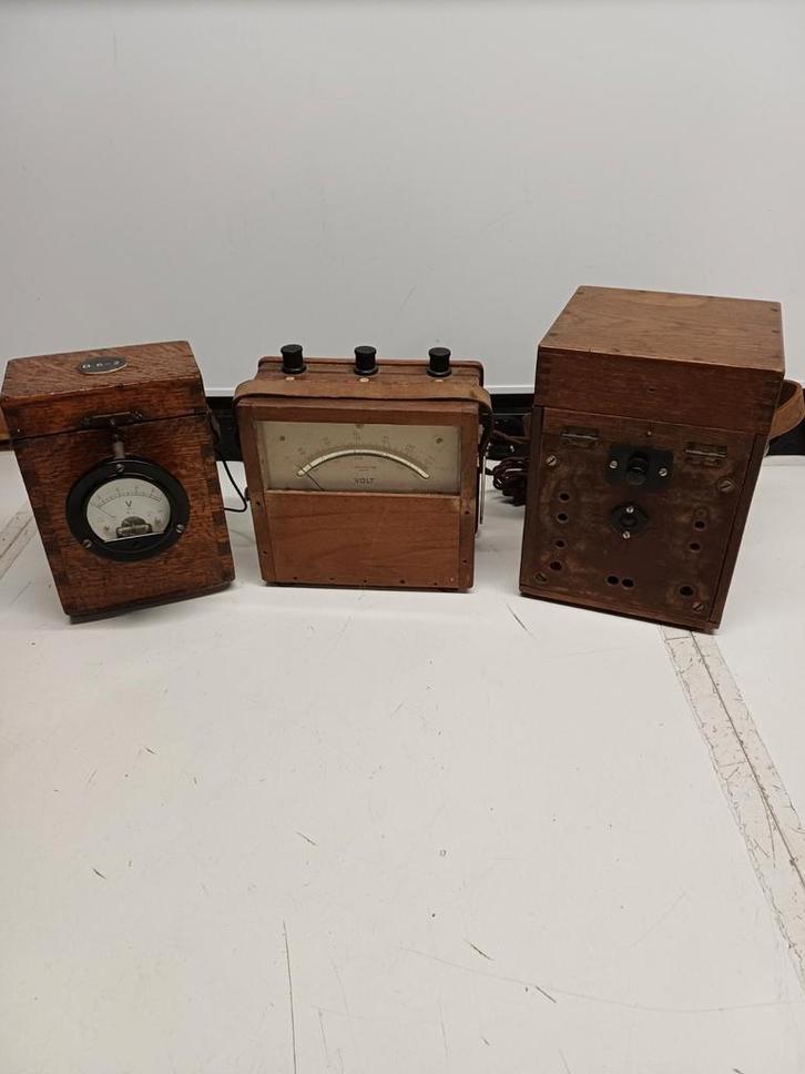Antieke Volt- en Ampèremeters - Set van 3, Antiek en Kunst, Antiek | Gereedschap en Instrumenten, Ophalen of Verzenden