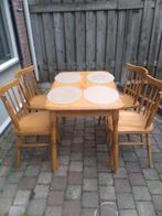 Houten Eettafel en stoelen, Huis en Inrichting, Tafels | Eettafels, Ophalen, Gebruikt, 50 tot 100 cm, Vijf personen of meer
