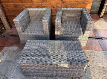 Tuin Loungeset - 2 Stoelen + Tafel beschikbaar voor biedingen