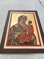 Schilderij, icoon van Maria met Kind op hout geschilderd, Ophalen of Verzenden, Gebruikt