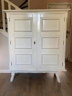 Hard houten geverfde antieke kast, meidenkast, linnenkast, Ophalen, Met plank(en), Gebruikt, 100 tot 150 cm