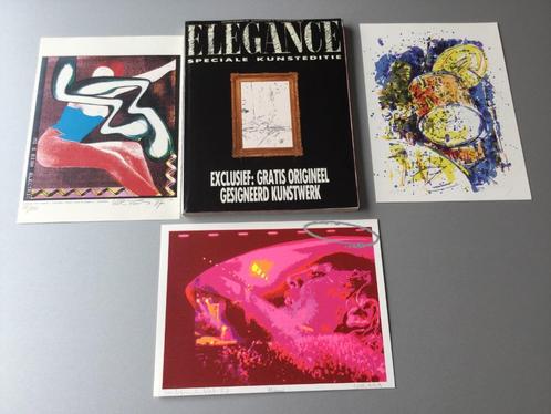 4 gesigneerde zeefdrukken van ELEGANCE-actie in 1987, Antiek en Kunst, Kunst | Litho's en Zeefdrukken, Ophalen of Verzenden