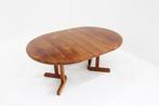 Vintage Deense ronde uitschuifbare eettafel tafel massief te, Ophalen, Gebruikt, 100 tot 150 cm, Vintage, mid century, skandinavisch