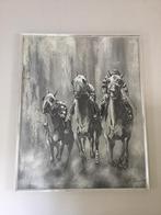 Schilderij Stephen Kaye - Paardenrace op linnen, Antiek en Kunst, Ophalen