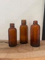 Set 3 vintage bruine apothekersflessen|Styling|Usage Externe, Ophalen of Verzenden, Huis en Inrichting
