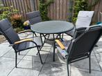 Tuinset - 4 stoelen + tafel, Tuin en Terras, Tuinsets en Loungesets, Ophalen, Gebruikt, Aluminium, Tuinset